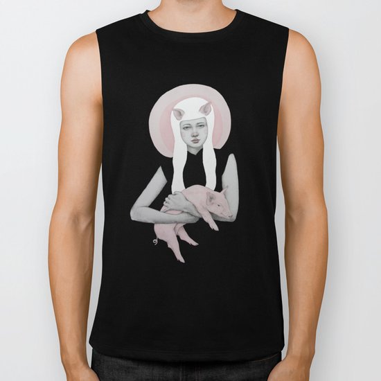 Peonia in Black Biker Tank