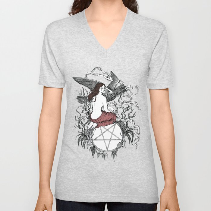 Satan Girl V Neck T Shirt