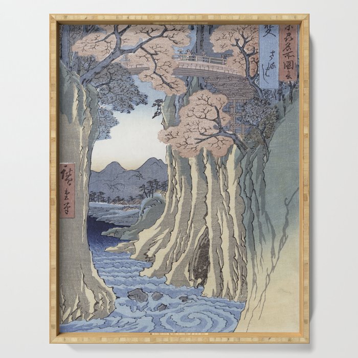 Utagawa Hiroshige - The monkey bridge in the Kai province Serving Tray