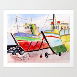 Fisher Boats in the Harbor Art Print