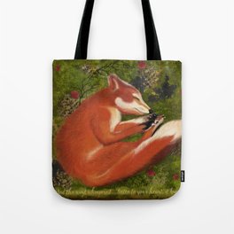 Sleeping Fox, Listen to your Heart Tote Bag