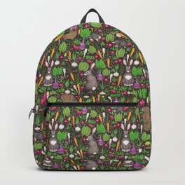 root vegetables and garden critters on dirt brown Backpack | Vegetablegarden, Onions, Critters, Dirtbrown, Worms, Snails, Raddishes, Easterncottontail, Beets, Rootvegetables 