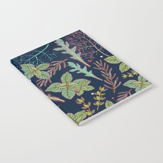 dark herbs pattern Notebook