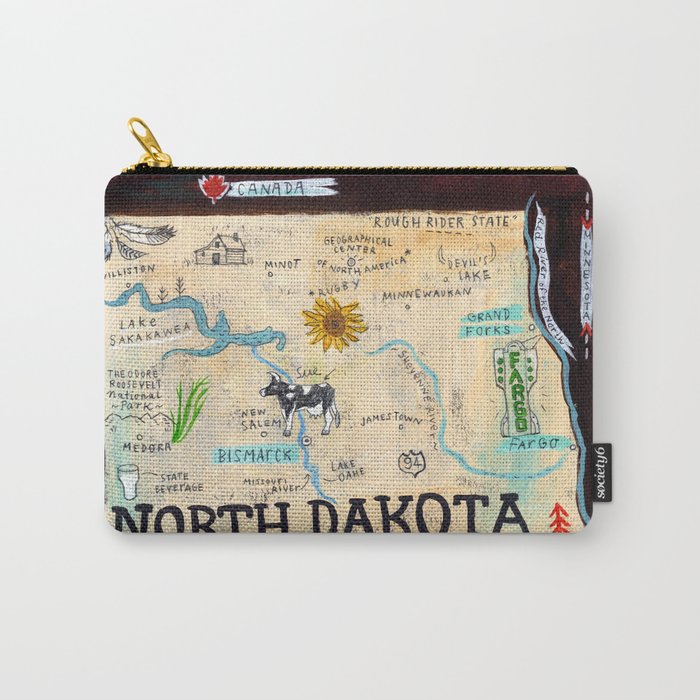 NORTH DAKOTA map Carry-All Pouch