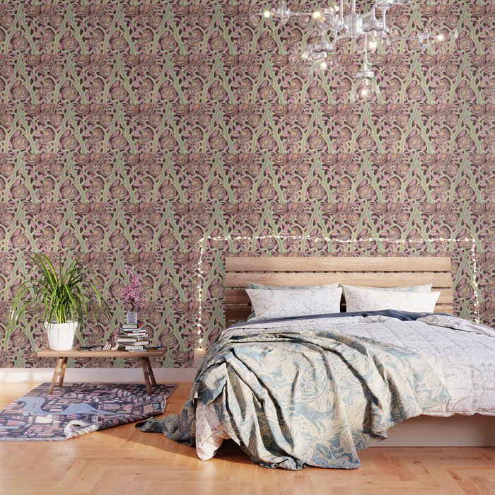 Oriental Floral Pattern Wallpaper