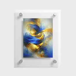Blue and gold original abstract digital artwork Floating Acrylic Print