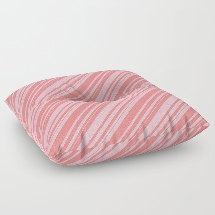 Light Coral & Pink Colored Lines Pattern Floor Pillow