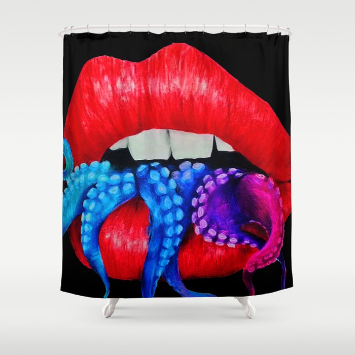 Tentacle Mouth (Red) Shower Curtain