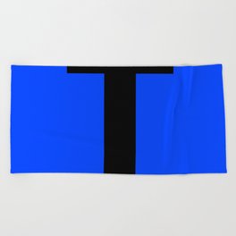 Letter T (Black & Blue) Beach Towel