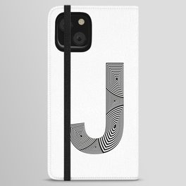 capital letter J in black and white, with lines creating volume effect iPhone Wallet Case