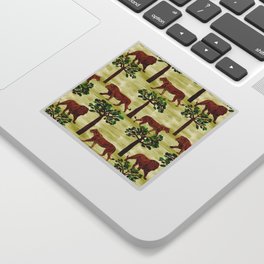 digital pattern with pairs of brown lions Sticker