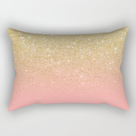 Modern gold ombre pink color block Rectangular Pillow