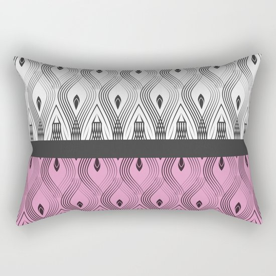 Art Deco 55 . White black and pink textures . Rectangular Pillow