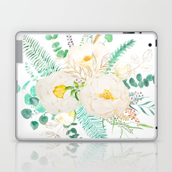 white peony flowers arrangement  Laptop & iPad Skin