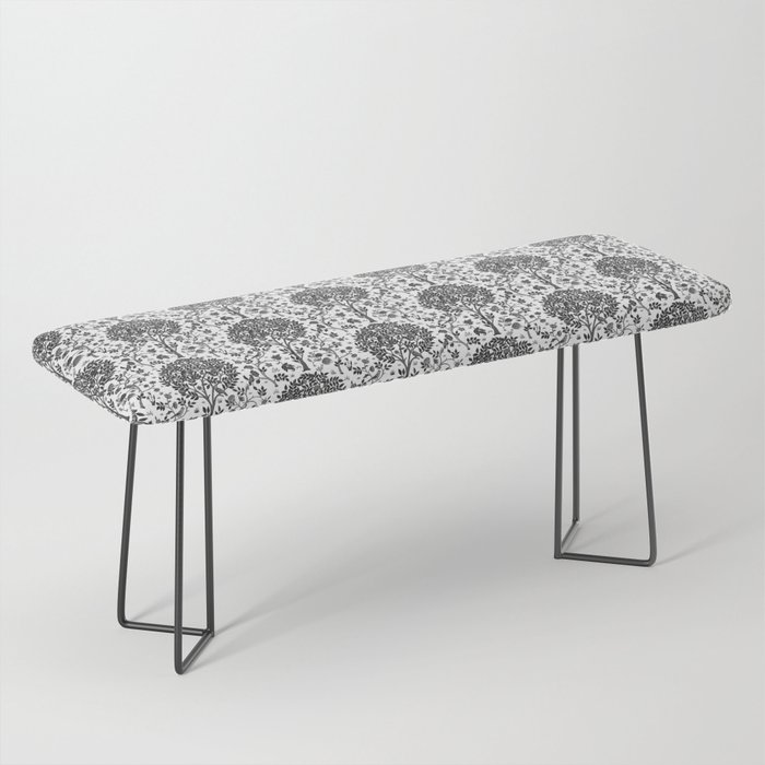 William Morris Tree of Life Pattern, Black & White Bench