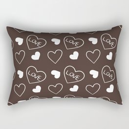 Valentines Day White Hand Drawn Hearts Rectangular Pillow