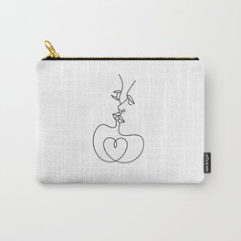 Abstract couple is kissing. Modern abstract minimalist one line style. Carry-All Pouch