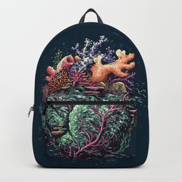 Poseidon's Heart Backpack | Curated, Water, Marine, Aqua, Drawing, Sea, Life, Ocean, Underwater, Ink Pen 