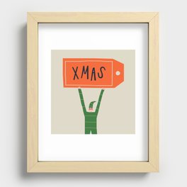 Funny christmas cartoon elf quote card Recessed Framed Print