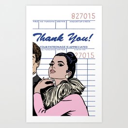 thank you pink Art Print | Couple, Fur, Comic, Pearls, Pop Art, Painting, Thank You, Digital, Pink, Acrylic 