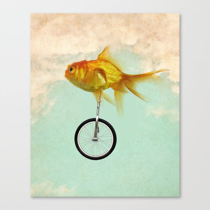 unicycle gold fish -2 Canvas Print