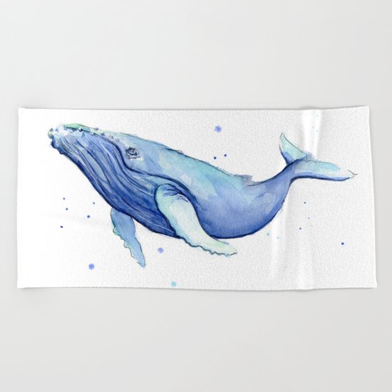 Humpback Whale Watercolor Animal Painting Nursery Animals Beach Towel