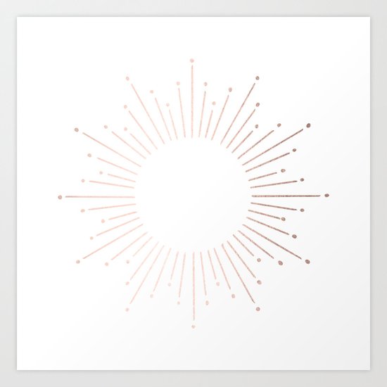 Sunburst Moon Dust Bronze on White Art Print