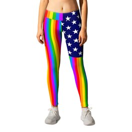 Gay USA Rainbow Flag - American LGBT Stars and Stripes Leggings