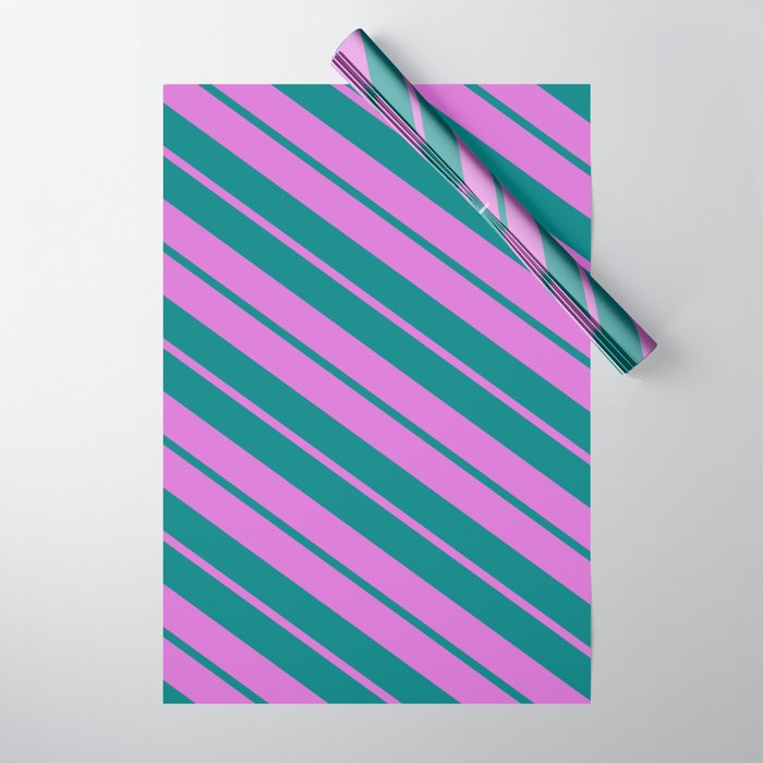 Orchid & Teal Colored Lines Pattern Wrapping Paper