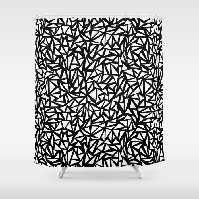 Try Me - memphis modern black and white minimal angular geometric triangle fun 1980s retro Shower Curtain