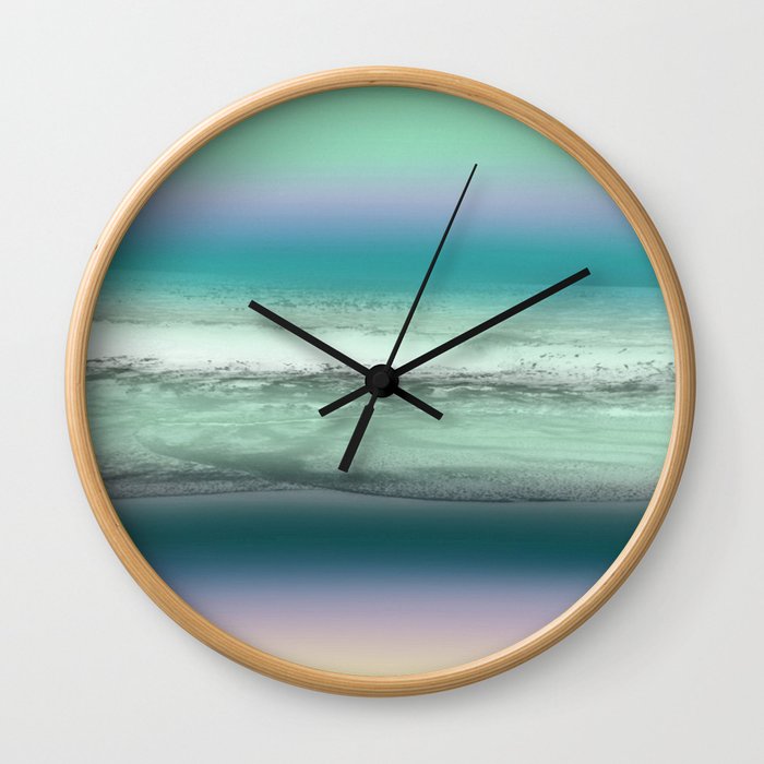 Twilight Sea in Shades of Green and Lavender Wall Clock
