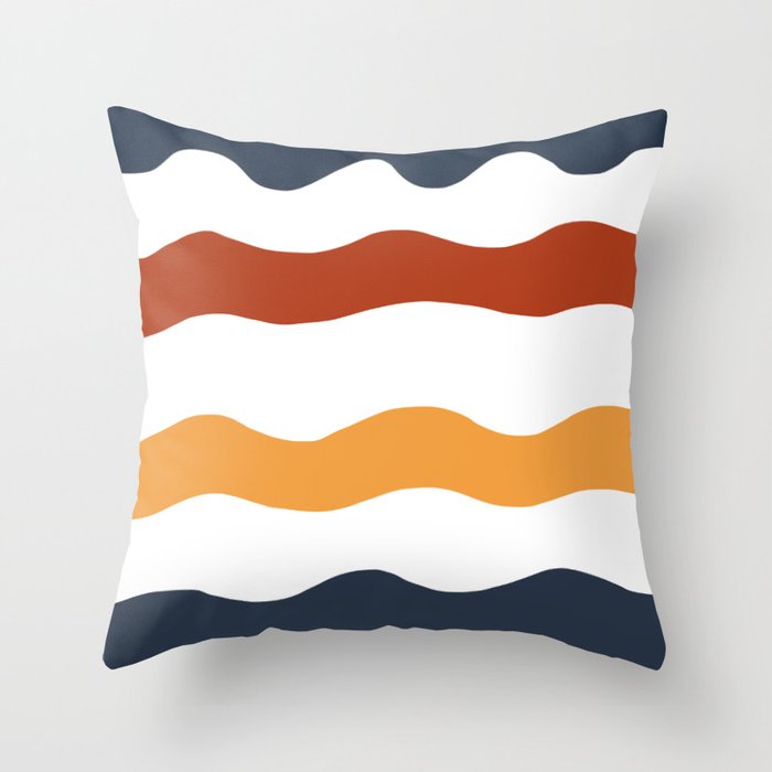Retro waves background, red, yellow and blue  Throw Pillow