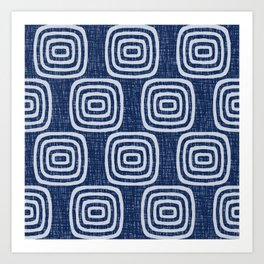 Mud Cloth Concentric Pattern 762 Indigo Blue Art Print