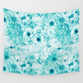 arctic blue floral bouquet aesthetic cluster Wall Tapestry