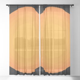 Mid-Century Modern Black Hole Sun Orange Sheer Curtain