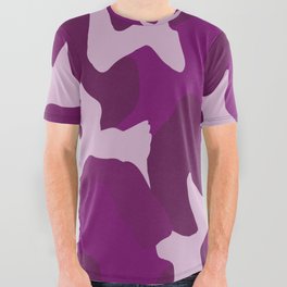 Shades of Purple Hibiscus Camo Pattern All Over Graphic Tee