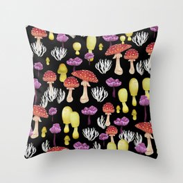 Happy Fungus garden - BK Throw Pillow