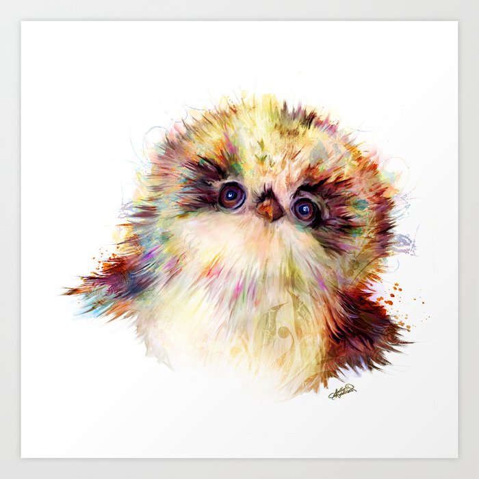 Baby Owl ~ Owlet Painting Art Print