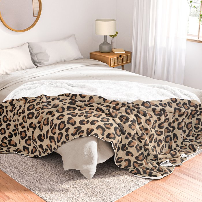 Leopard Print Black Brown Rust And Tan Throw Blanket By
