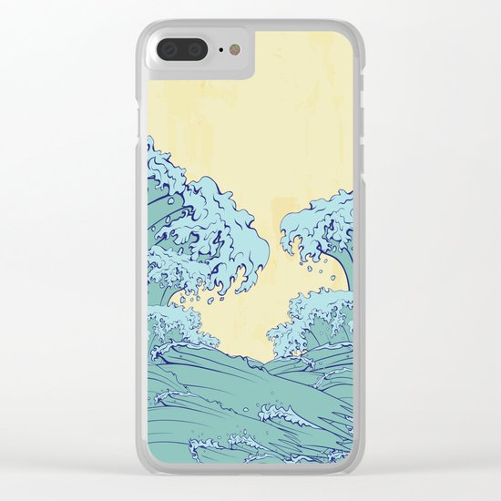 Waves in Japanese style Clear iPhone Case