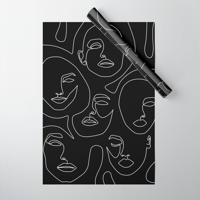 Faces in Dark Wrapping Paper