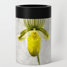 Yellow Lady - Yellow and Gray Floral Botanical Art Can Cooler