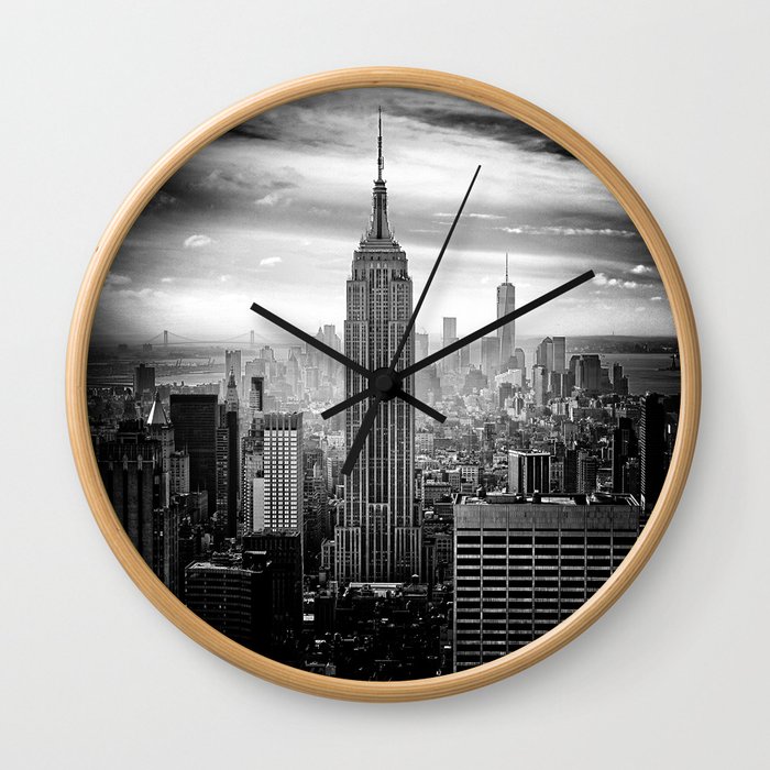 New york city black white 2 Wall Clock