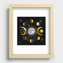 Hands of a Goddess lifting the full moon Recessed Framed Print