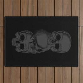 3 Black Skulls Stacked On Top of Each Other Outdoor Rug