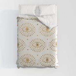 Evil Eyes Gold Duvet Cover