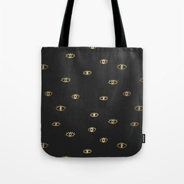Evil Eye Pattern - Gold and Charcoal | Home Décor Tote Bag