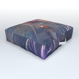 Colourful Abstract AI Art Jellyfish Outdoor Floor Cushion
