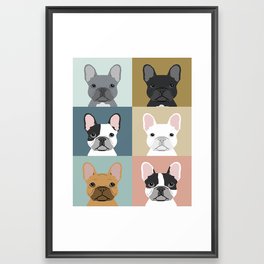 French Bulldog portraits pattern dog person gift love animal pet puppy frenchie bulldog valentines Framed Art Print