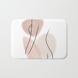 Woman Body Drawing with Watercolor Shapes Bath Mat